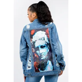 American Bazi Button Up Distressed Denim Jacket