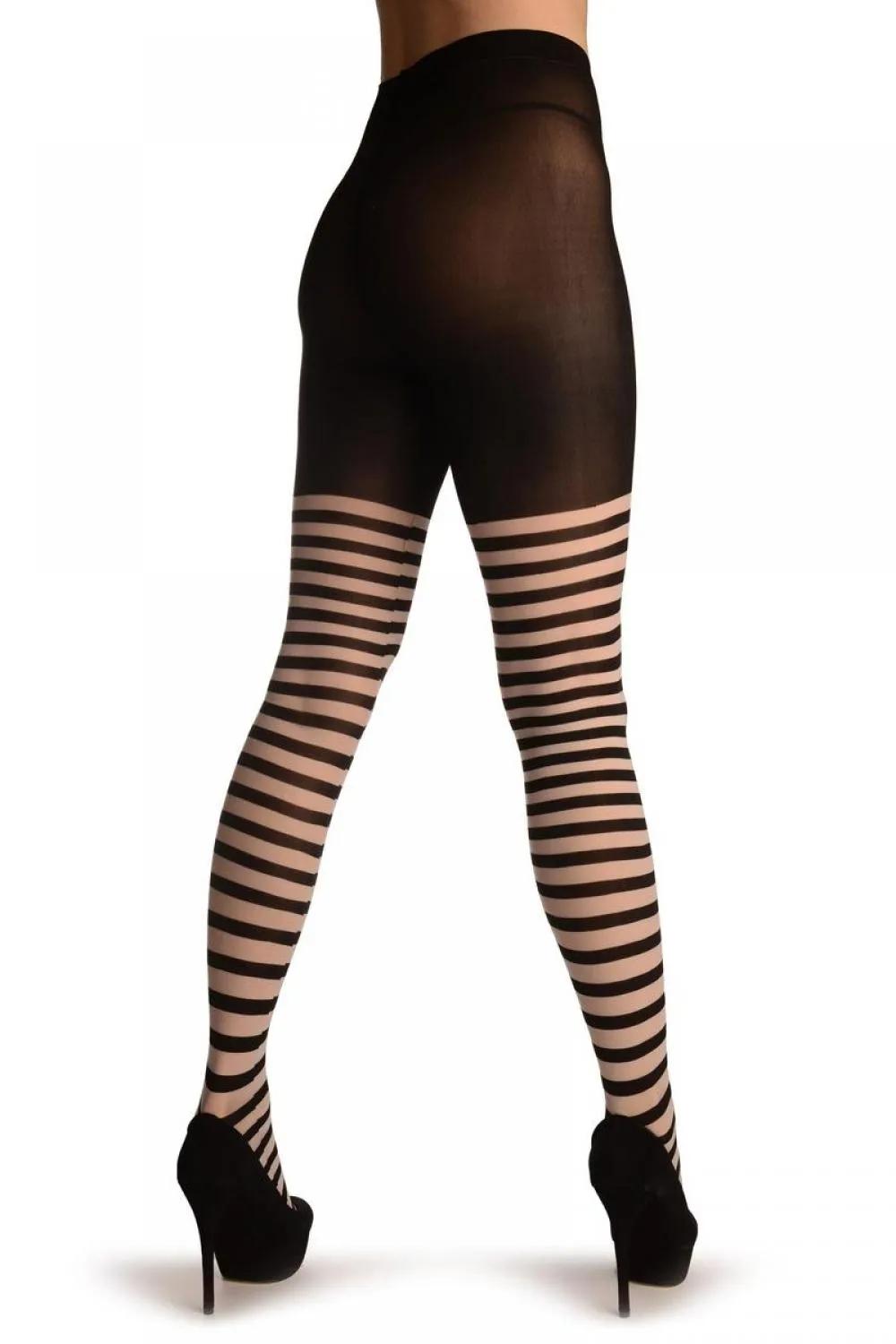 Black & White Woven Stripes Over The Knee