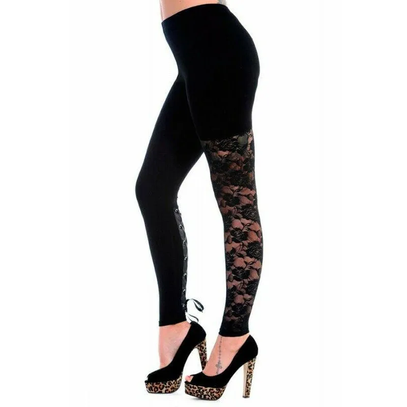 Black Lace Womens Leggings