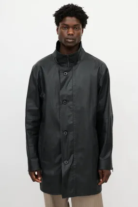 Black Waxed Denim Coat