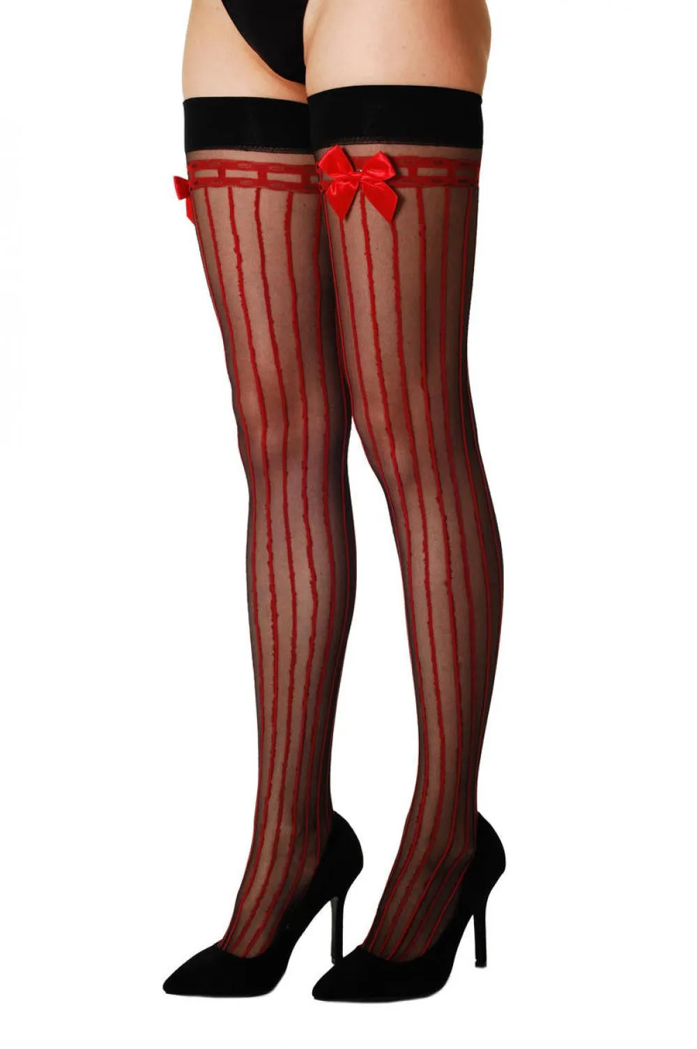 Black With Red Stripes & Red Bow