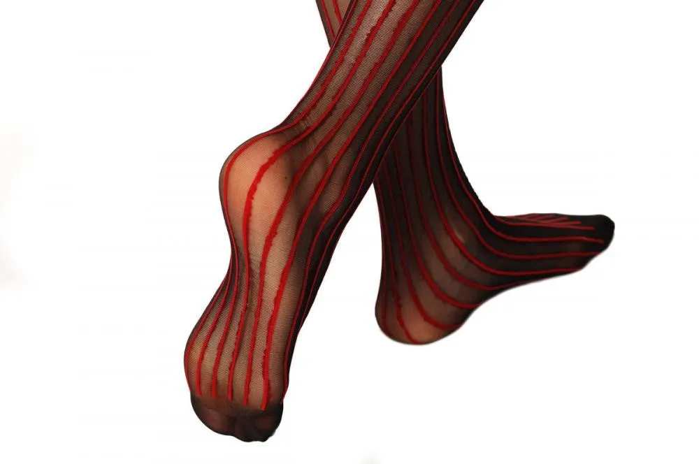 Black With Red Stripes & Red Bow