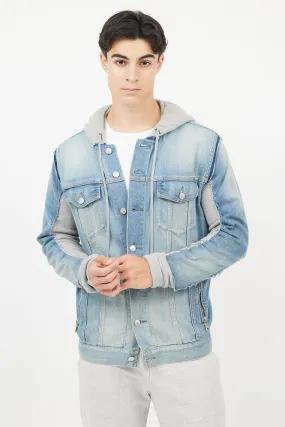 Blue & Grey Hybird Sweatshirt Denim Jacket