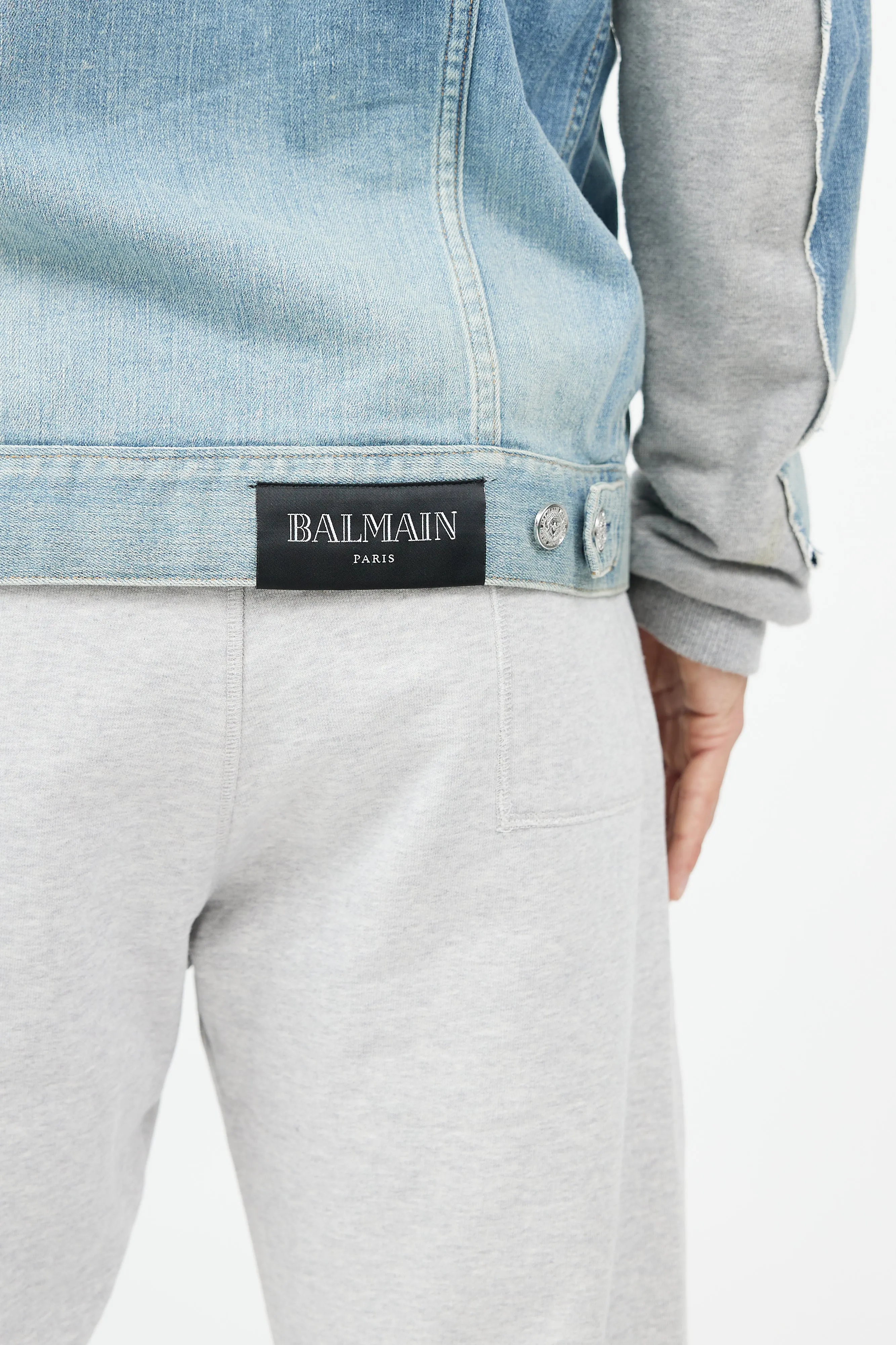 Blue & Grey Hybird Sweatshirt Denim Jacket