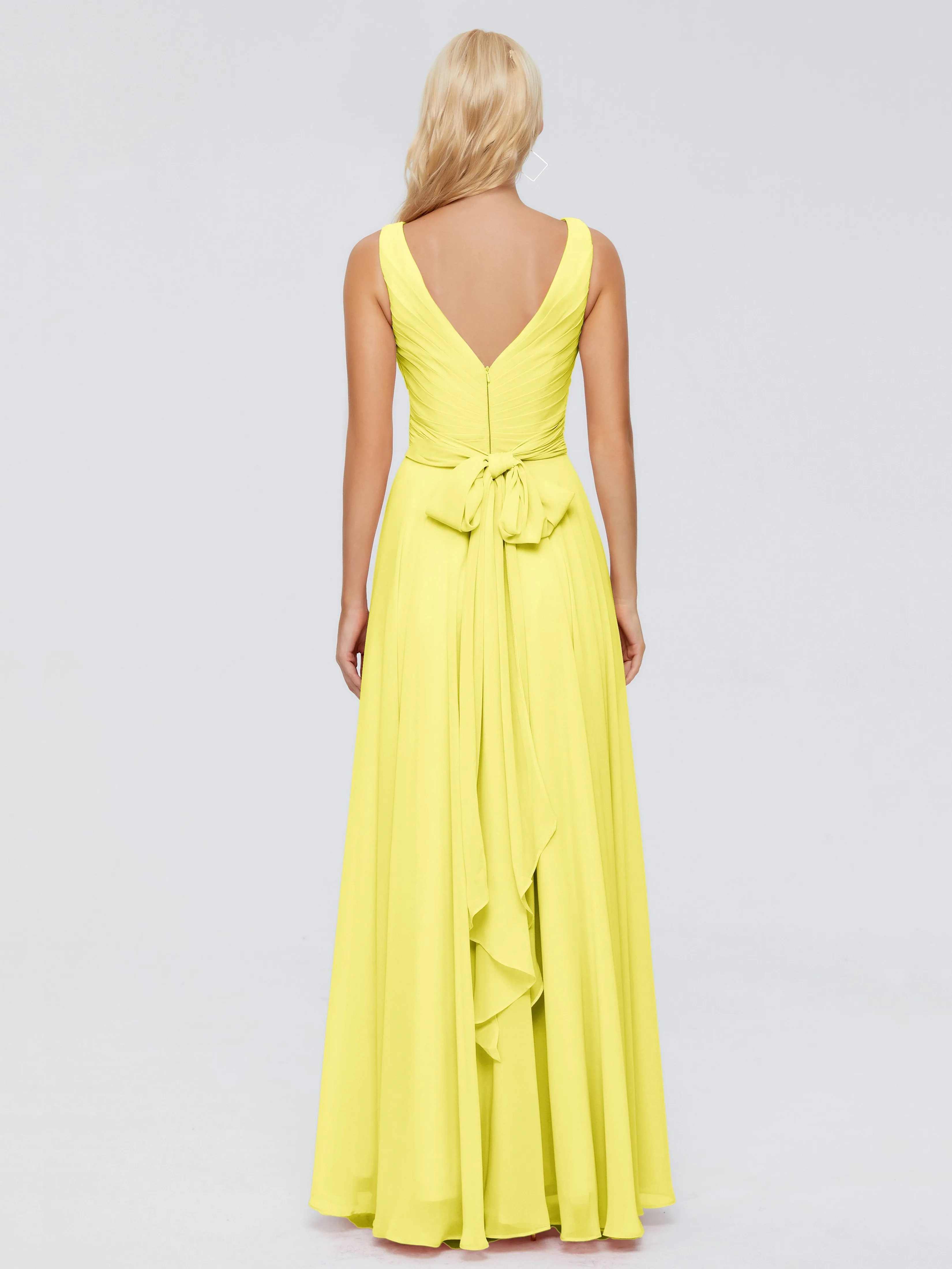 Bridesmaid Dress Lemon Ryleigh Flowy Chiffon Bridesmaid Dresses With Bow
