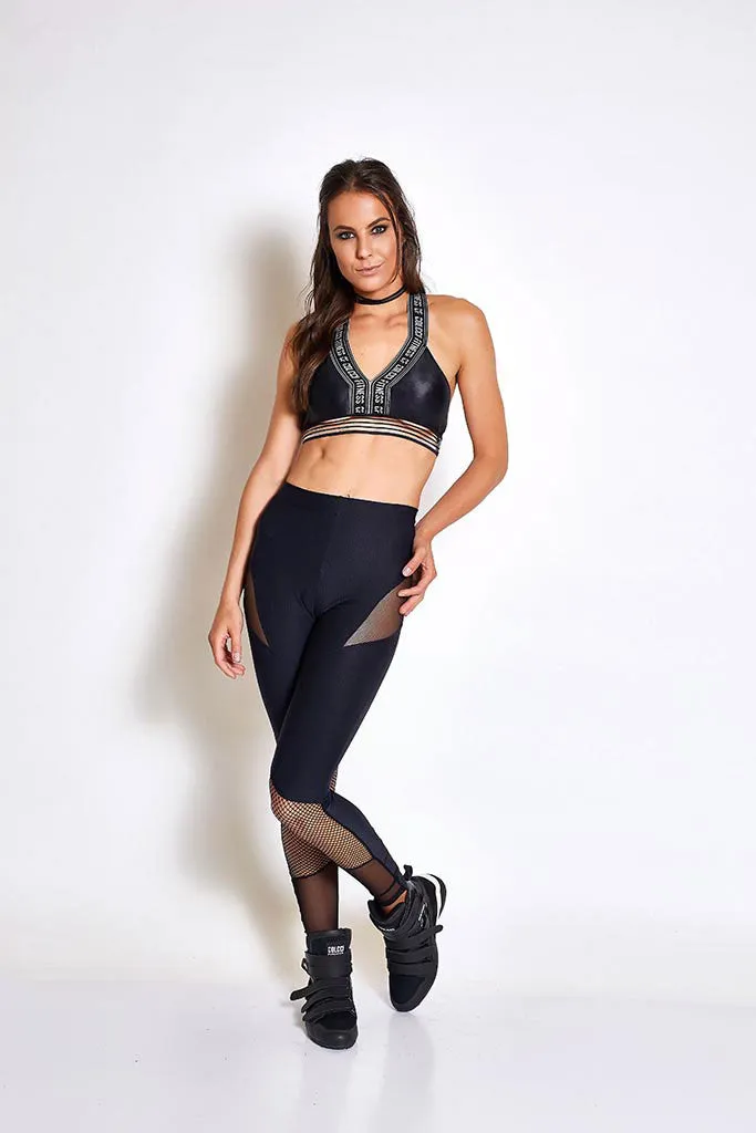 Colcci Fitness Full Black Shin Meshed Workout Pants
