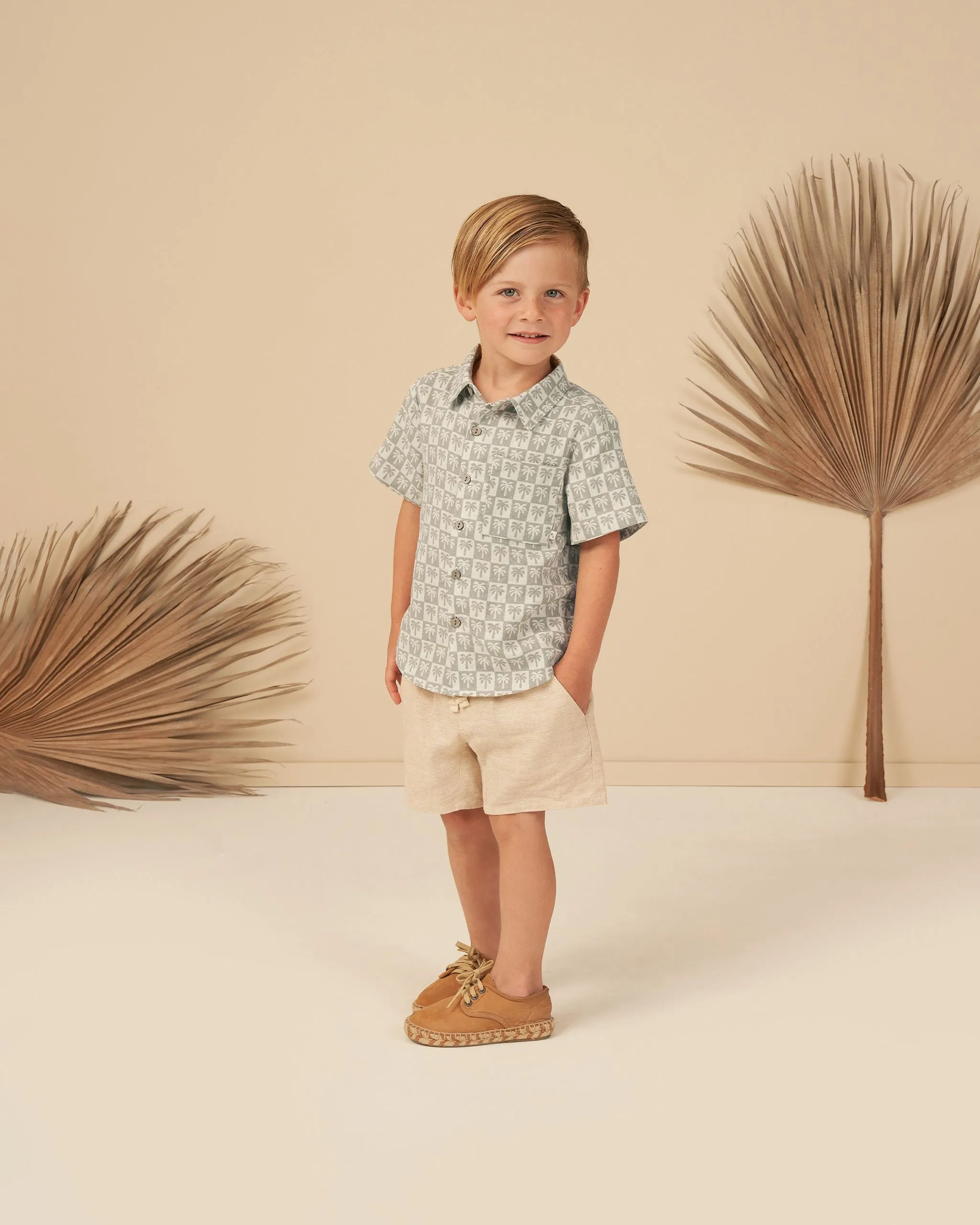 Collared Short Sleeve Shirt - Palm Check