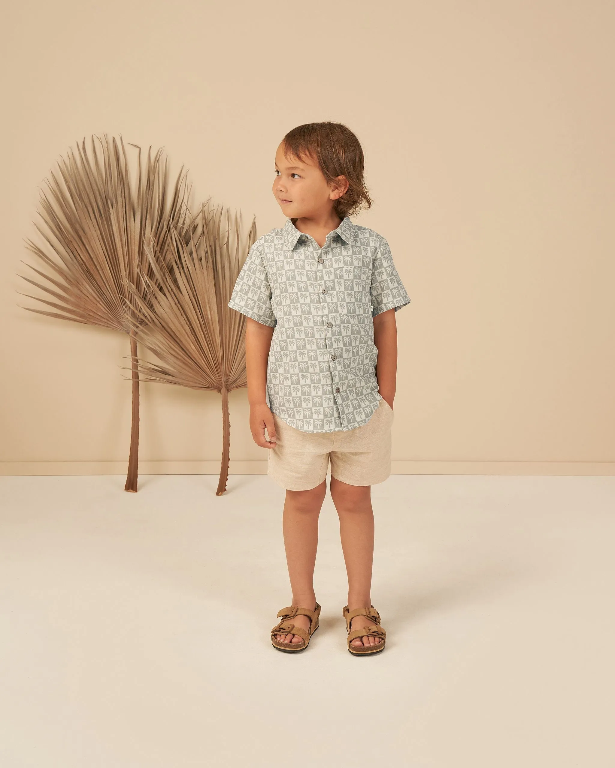 Collared Short Sleeve Shirt - Palm Check