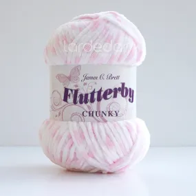 James C Brett Flutterby Chunky - B16 - Baby Pink Spot - 100g Chenille Plush