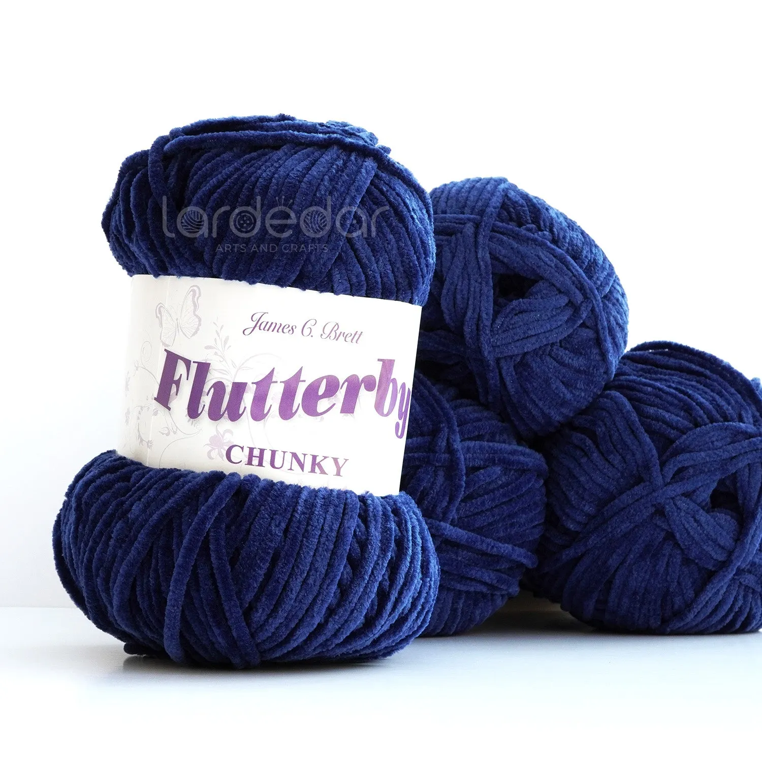 James C Brett Flutterby Chunky - B32 - Navy - 100g  Chenille Plush