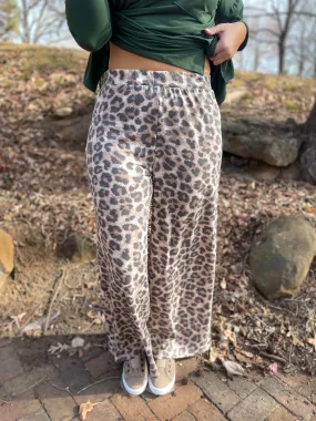 Leopard French Terry Wide Leg Pants