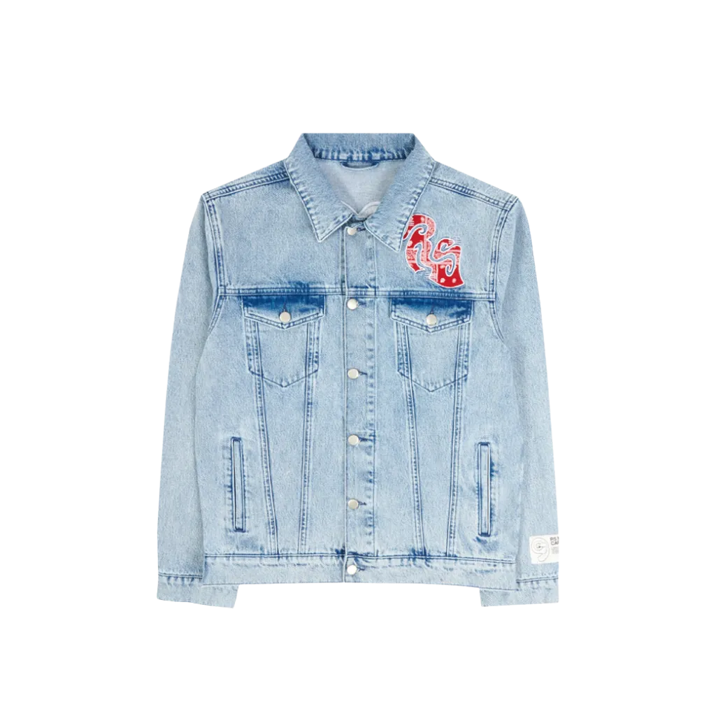 Light Wash Embroidered Denim Jacket