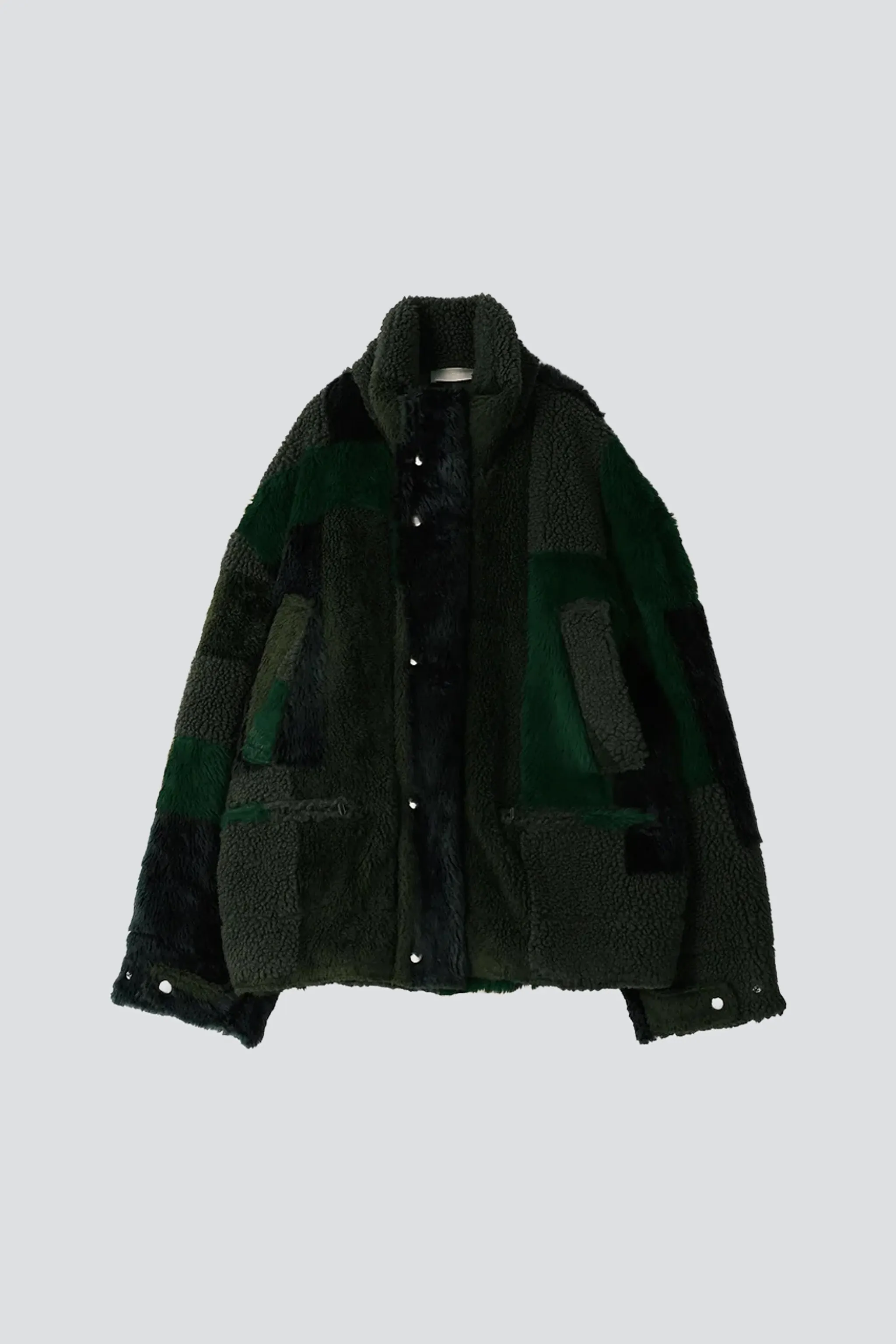 Olive Jacquard Boa Stand Blouson