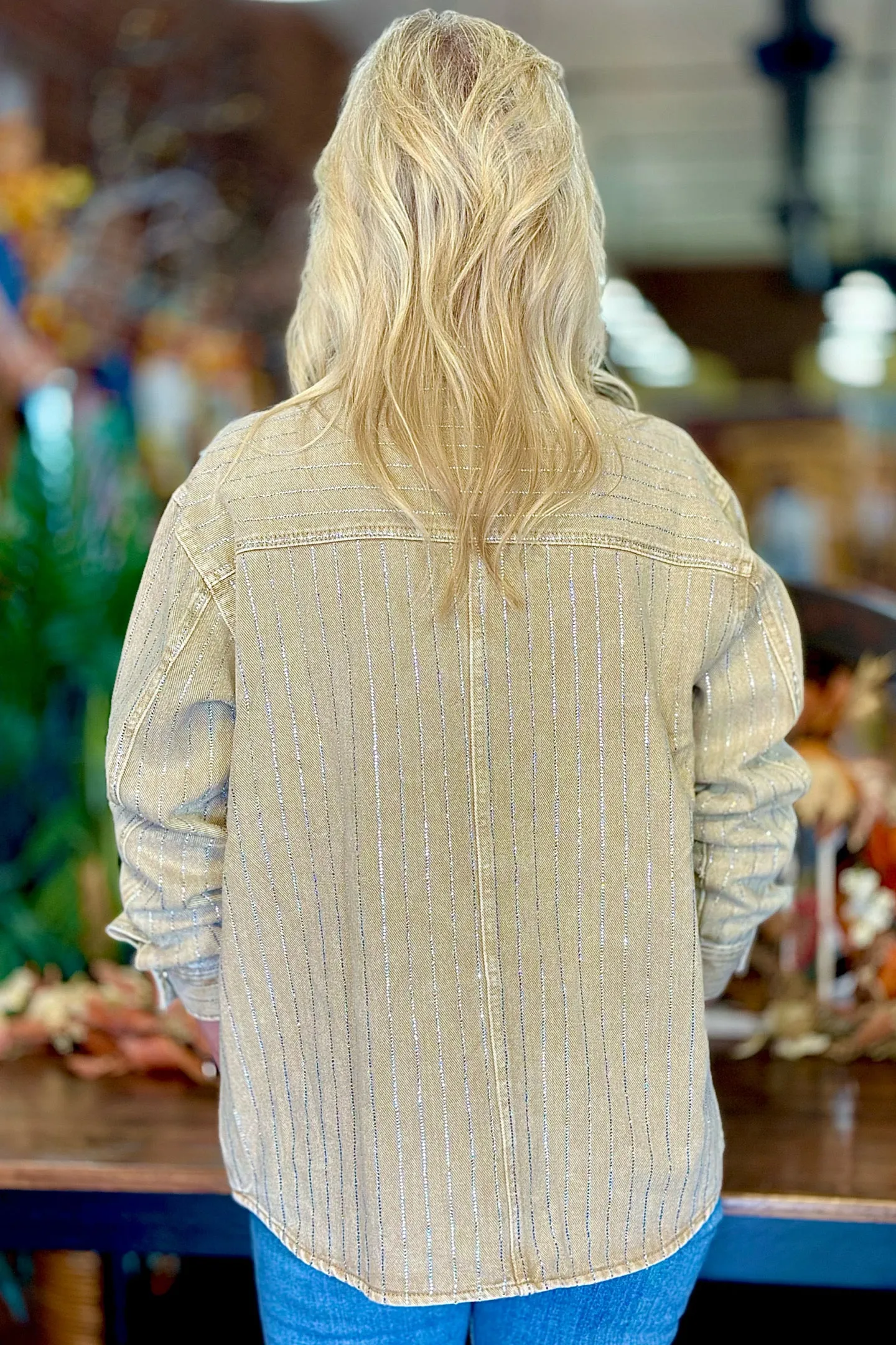 Sparkle Stripe Boyfriend Jacket