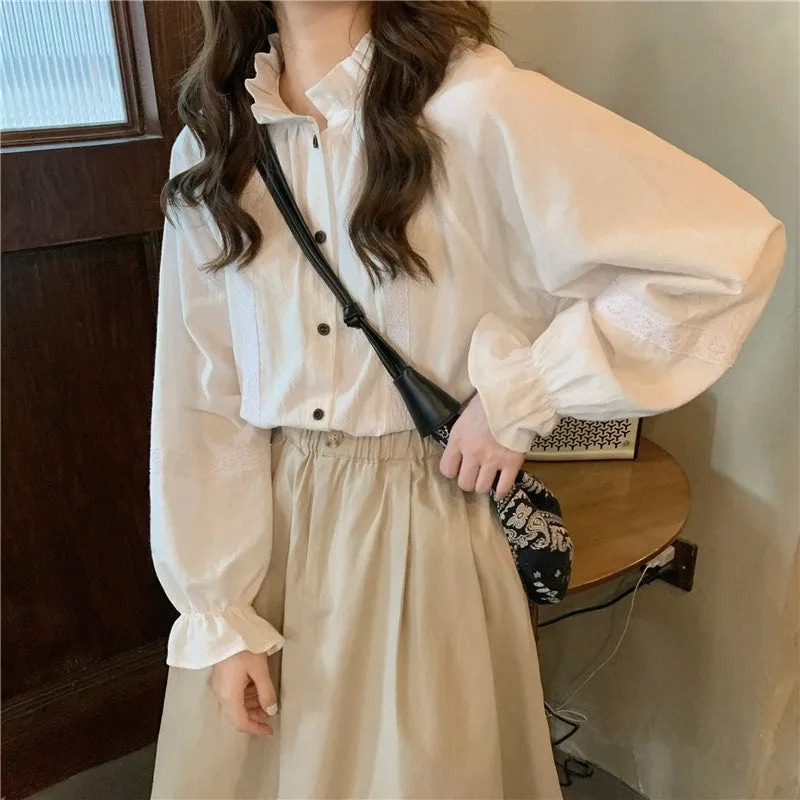 Vintage Linen High Waist Long Skirt